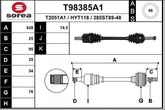 EAI T98385A1 - Приводной вал autosila-amz.com