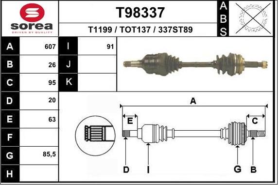 EAI T98337 - Приводной вал autosila-amz.com