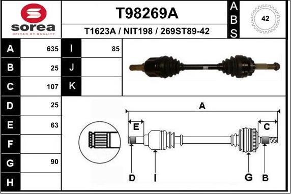 EAI T98269A - Приводной вал autosila-amz.com