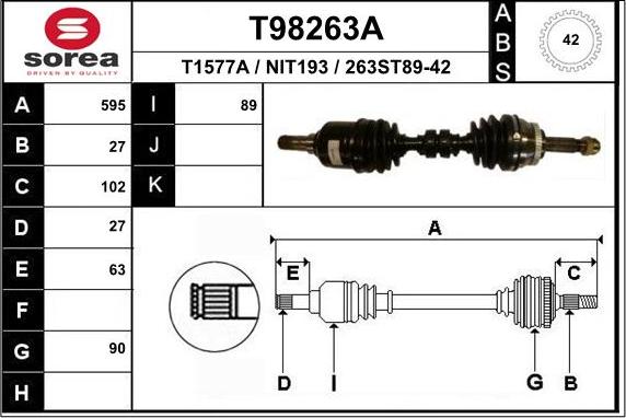 EAI T98263A - Приводной вал autosila-amz.com