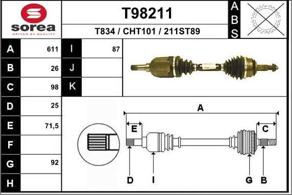 EAI T98211 - Приводной вал autosila-amz.com