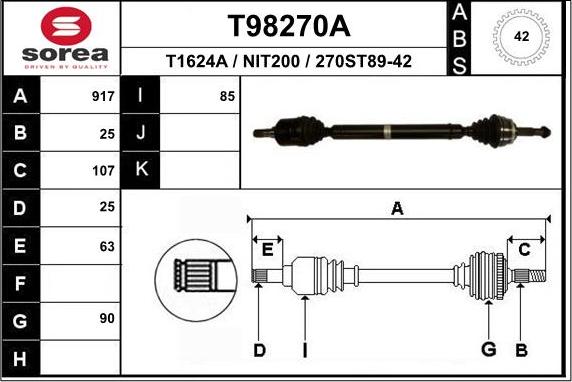 EAI T98270A - Приводной вал autosila-amz.com