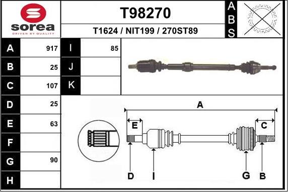 EAI T98270 - Приводной вал autosila-amz.com