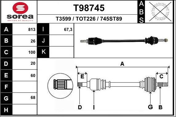 EAI T98745 - Приводной вал autosila-amz.com