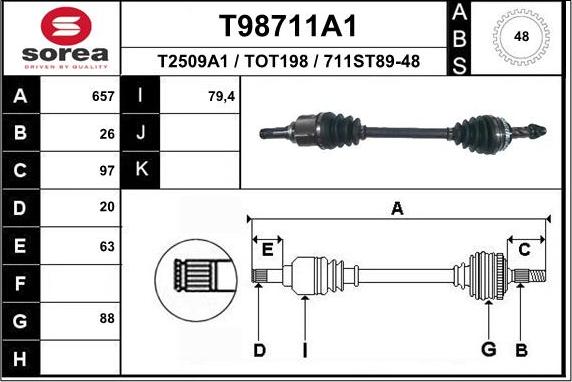 EAI T98711A1 - Приводной вал autosila-amz.com