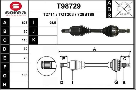 EAI T98729 - Приводной вал autosila-amz.com