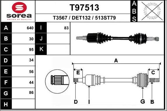 EAI T97513 - Приводной вал autosila-amz.com