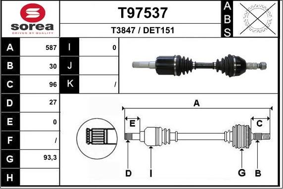 EAI T97537 - Приводной вал autosila-amz.com