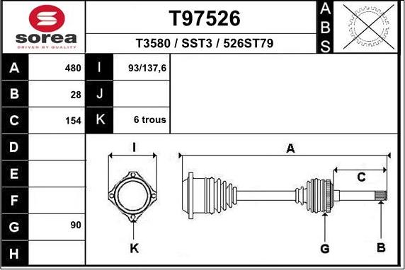 EAI T97526 - Приводной вал autosila-amz.com