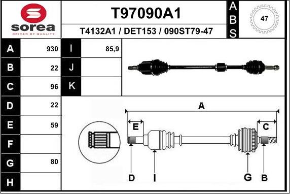 EAI T97090A1 - Приводной вал autosila-amz.com