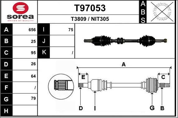 EAI T97053 - Приводной вал autosila-amz.com