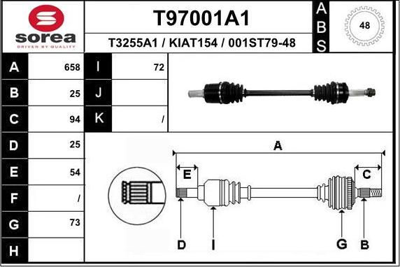 EAI T97001A1 - Приводной вал autosila-amz.com