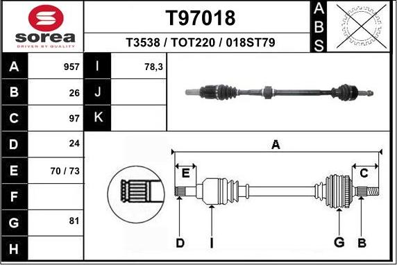 EAI T97018 - Приводной вал autosila-amz.com