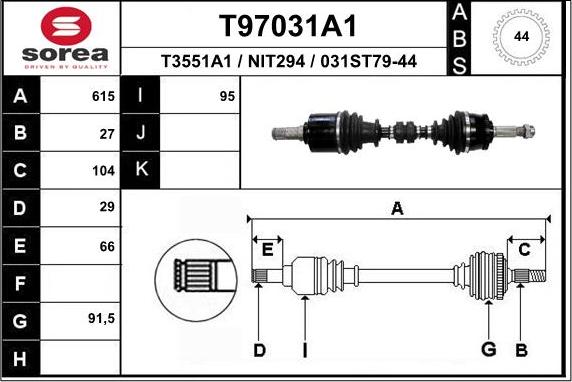 EAI T97031A1 - Приводной вал autosila-amz.com