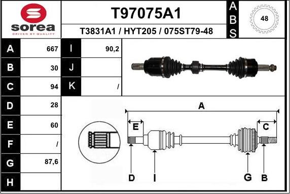 EAI T97075A1 - Приводной вал autosila-amz.com