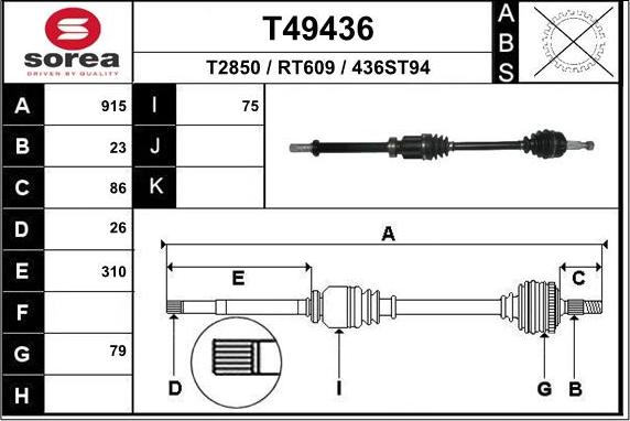 EAI T49436 - Приводной вал autosila-amz.com