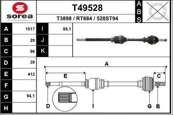 EAI T49528 - Приводной вал autosila-amz.com