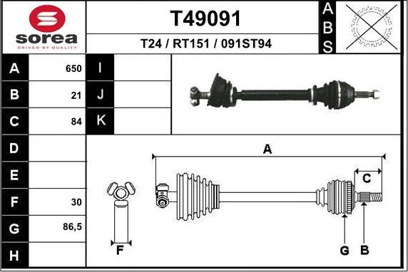 EAI T49091 - Приводной вал autosila-amz.com