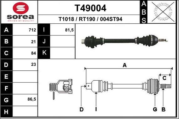 EAI T49004 - Приводной вал autosila-amz.com