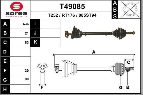 EAI T49085 - Приводной вал autosila-amz.com