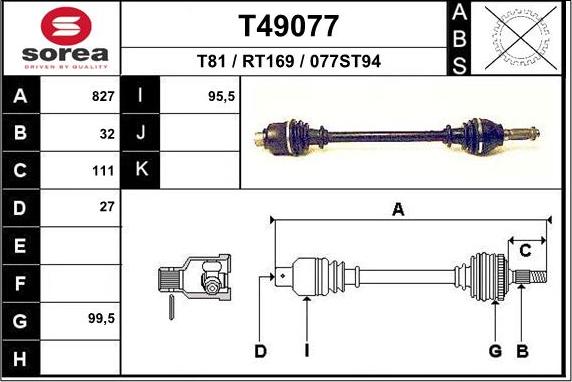 EAI T49077 - Приводной вал autosila-amz.com