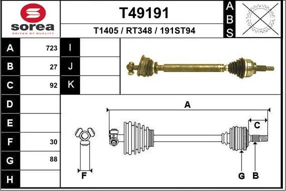 EAI T49191 - Приводной вал autosila-amz.com