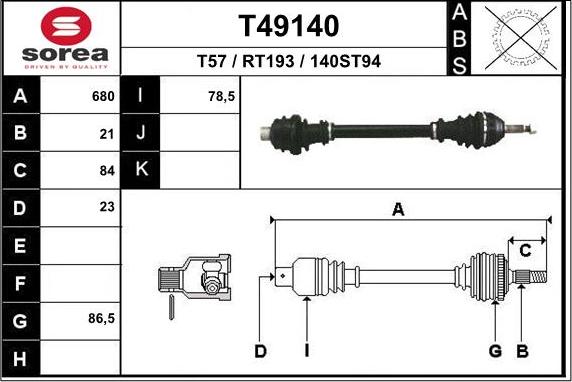 EAI T49140 - Приводной вал autosila-amz.com