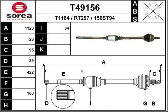 EAI T49156 - Приводной вал autosila-amz.com