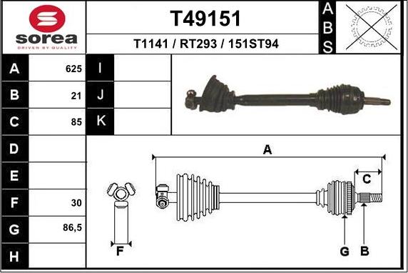 EAI T49151 - Приводной вал autosila-amz.com