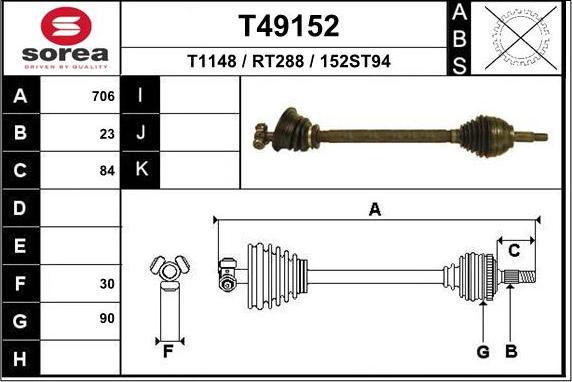 EAI T49152 - Приводной вал autosila-amz.com