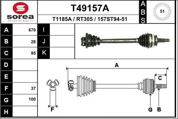 EAI T49157A - Приводной вал autosila-amz.com