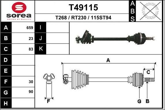 EAI T49115 - Приводной вал autosila-amz.com