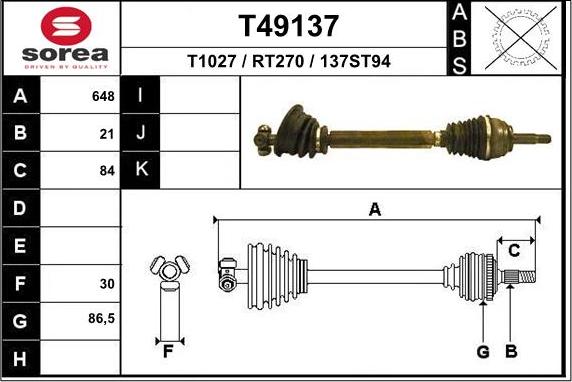 EAI T49137 - Приводной вал autosila-amz.com