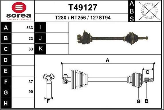 EAI T49127 - Приводной вал autosila-amz.com