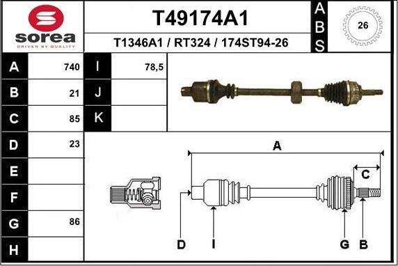 EAI T49174A1 - Приводной вал autosila-amz.com