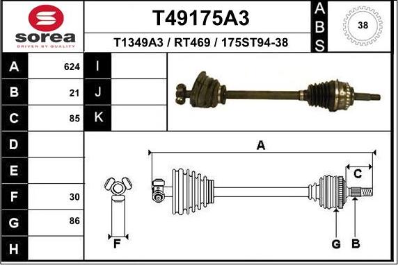 EAI T49175A3 - Приводной вал autosila-amz.com