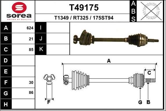 EAI T49175 - Приводной вал autosila-amz.com