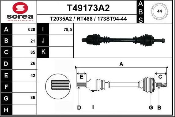 EAI T49173A2 - Приводной вал autosila-amz.com