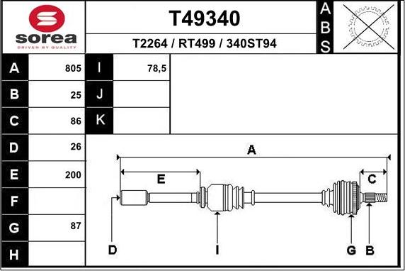 EAI T49340 - Приводной вал autosila-amz.com