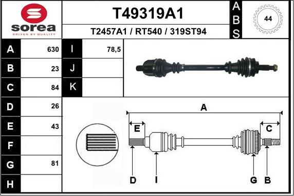 EAI T49319A1 - Приводной вал autosila-amz.com