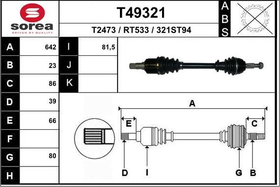 EAI T49321 - Приводной вал autosila-amz.com