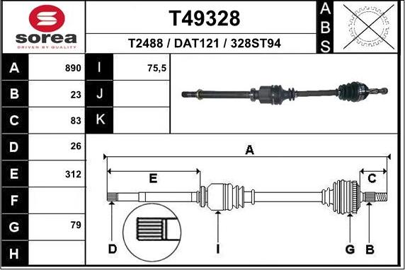 EAI T49328 - Приводной вал autosila-amz.com