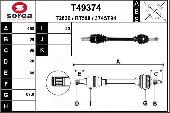 EAI T49374 - Приводной вал autosila-amz.com