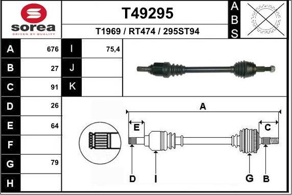 EAI T49295 - Приводной вал autosila-amz.com