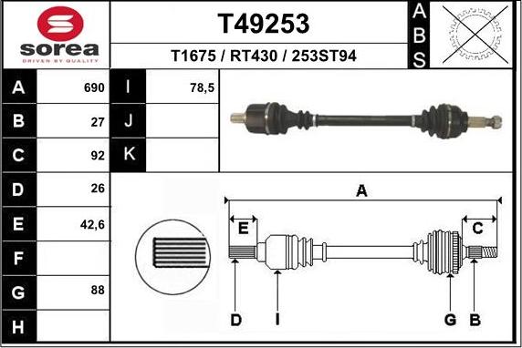 EAI T49253 - Приводной вал autosila-amz.com