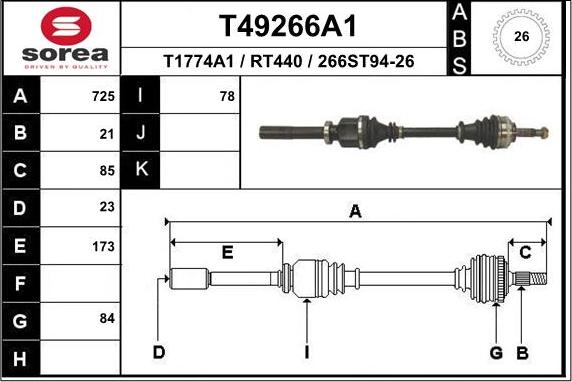 EAI T49266A1 - Приводной вал autosila-amz.com