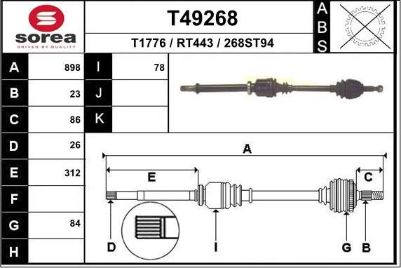 EAI T49268 - Приводной вал autosila-amz.com