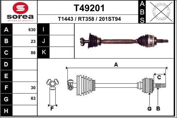 EAI T49201 - Приводной вал autosila-amz.com