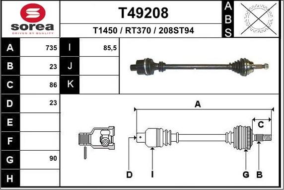 EAI T49208 - Приводной вал autosila-amz.com