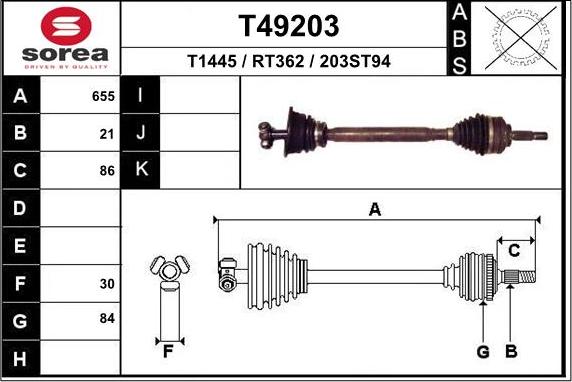 EAI T49203 - Приводной вал autosila-amz.com